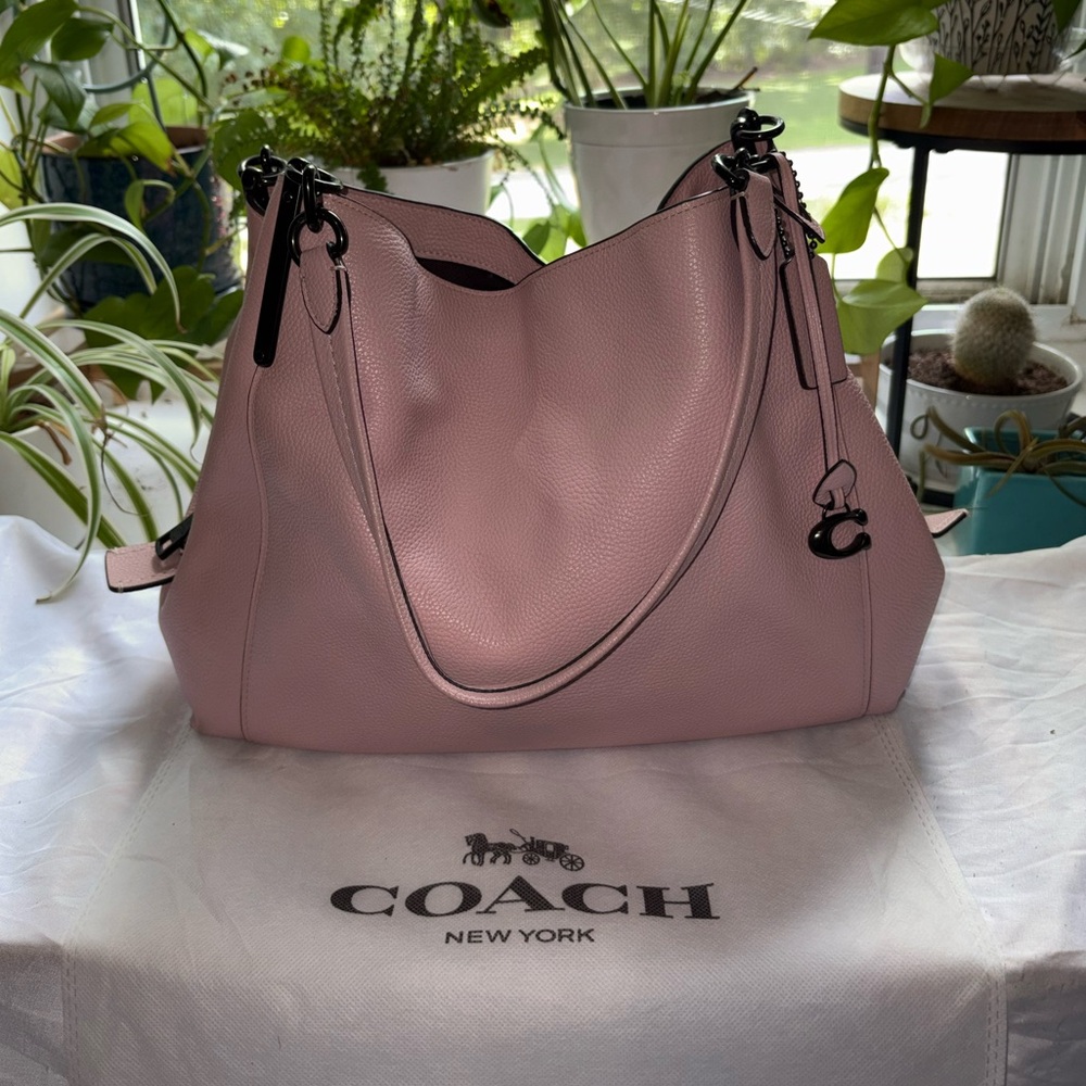COACH Pink Pebble Leather Hobo Bag